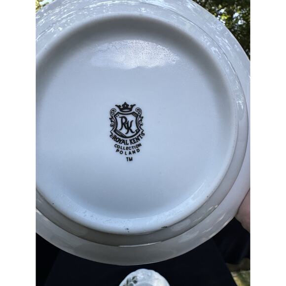 Vintage Royal Kent Christmas Holiday Holly Poland 8” Soup Cereal Bowls Set Of 8 - Picture 7 of 9